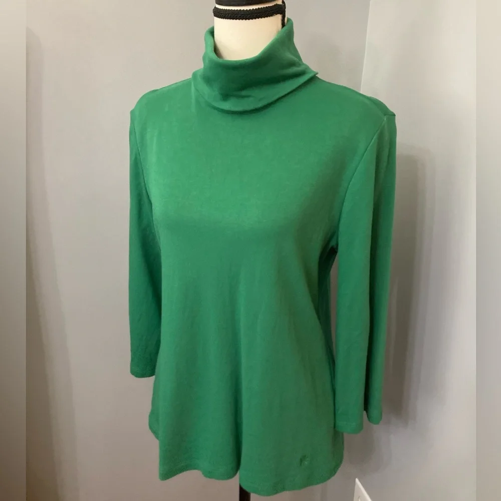 Isaac Mizrahi Kelly Green Turtleneck - Picture 1 of 8